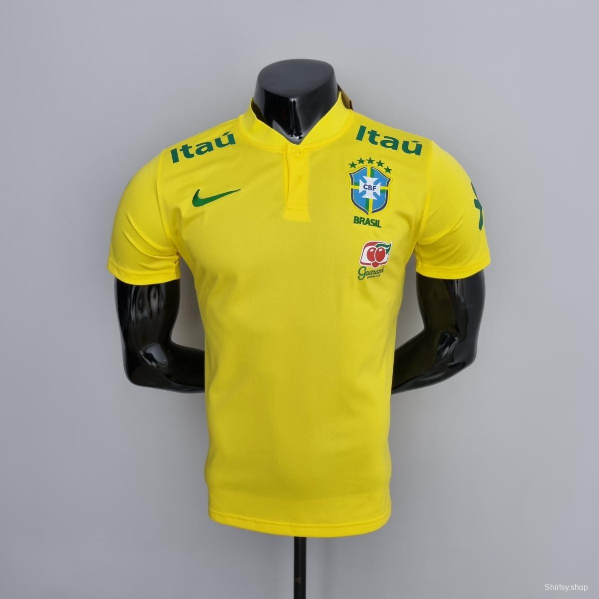 LOW NECK POLO BRAZIL YELLOW Soccer Jersey