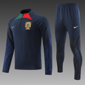 2022 Portugal Navy Half Zipper Tracksuit