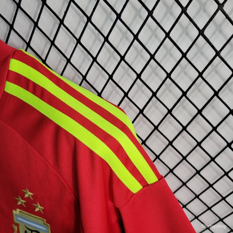 3 Star 2023  Argentina Red Goalkeeper Jersey