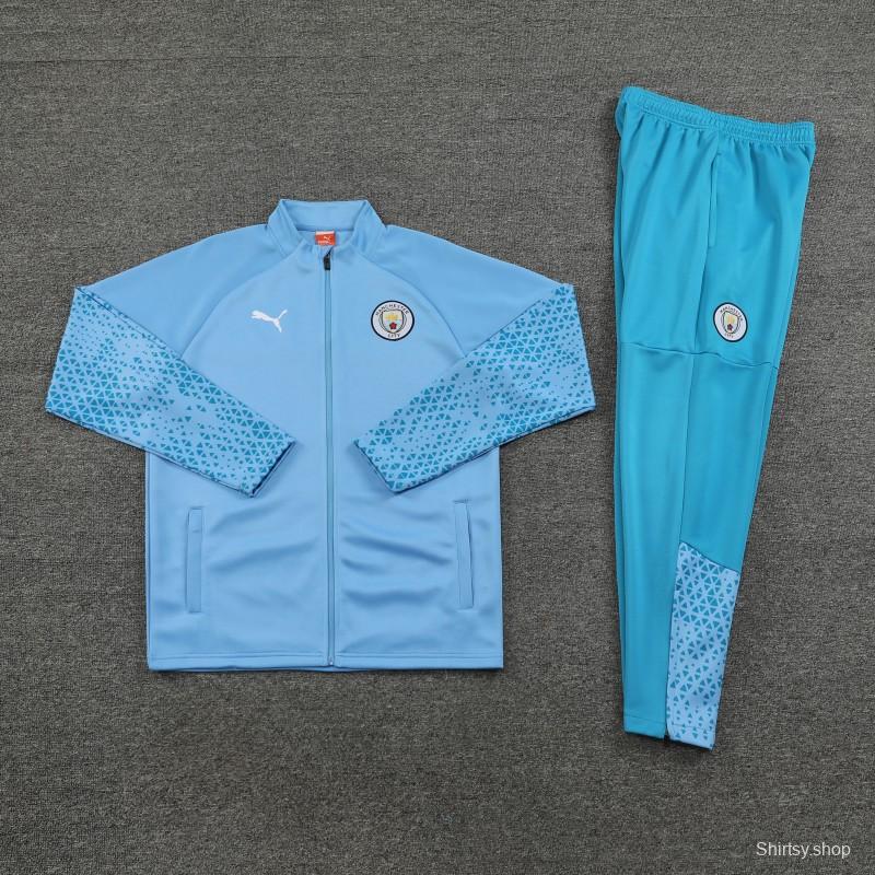 23/24 Manchester City Blue Full Zipper Jacket+Pants