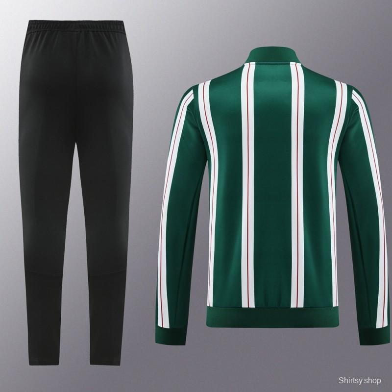 23/24 Manchester United Green White Stripe Full Zipper Jacket+Pants