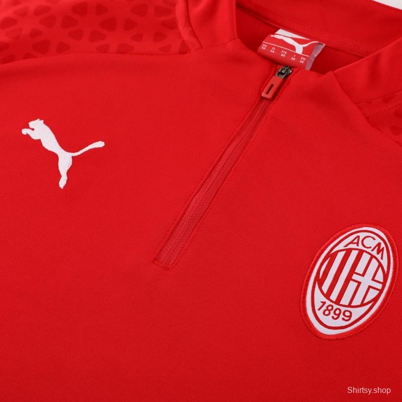 23/24 AC Milan Red Half Zipper Jacket+Pants
