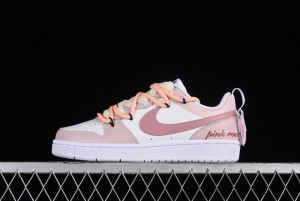 Nike Court Borough Rose Pink Customized  Non-Slip Wear-Resistant Low-Top Sneakers DQ5979-100