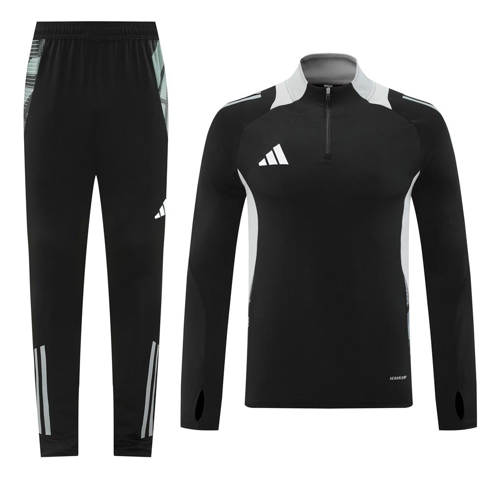 2024 Adidas Black/Grey Half Zipper Jacket +Long Pants
