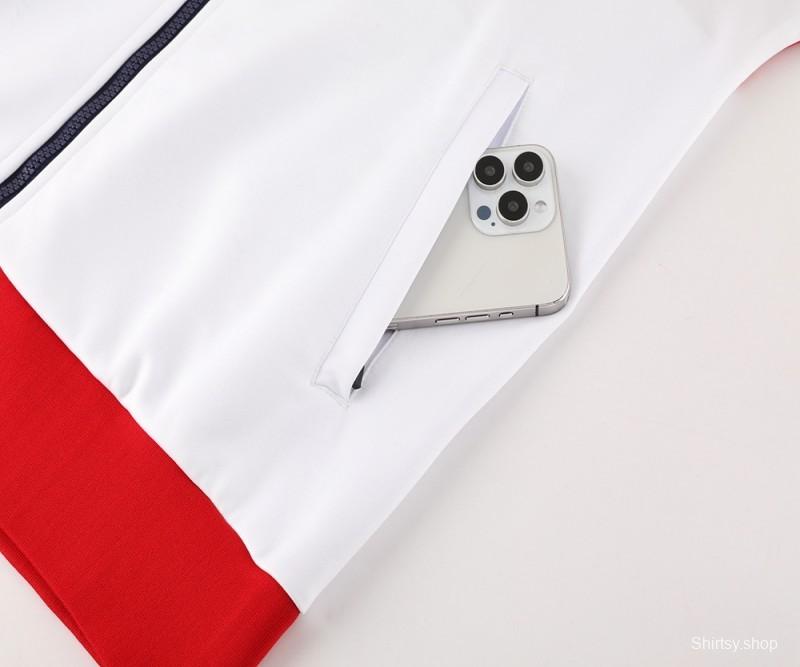 24 25 PSG White Full Zipper Jacket +Long Pants