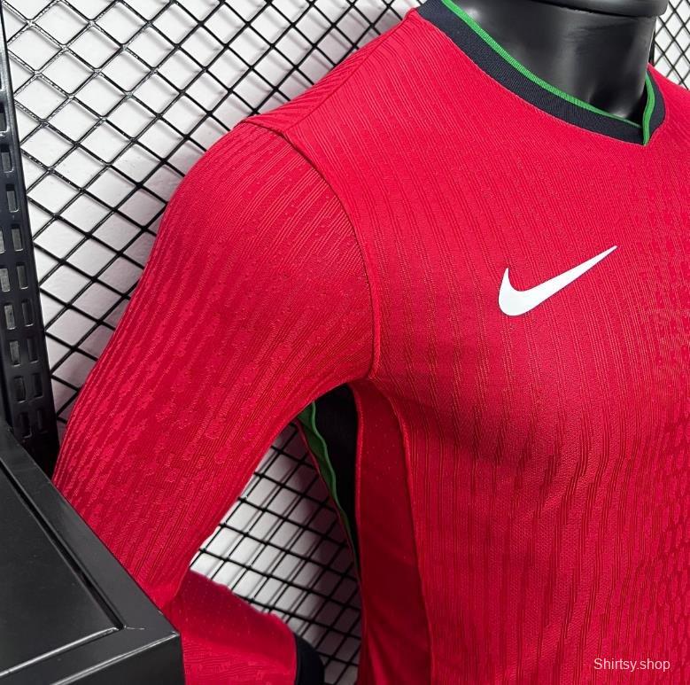 Player Version 2024 Portugal Home Long Sleeve Jersey
